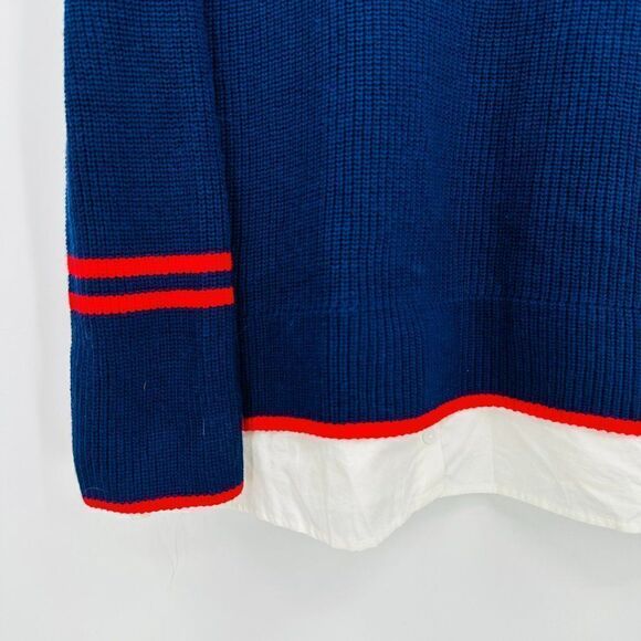 Talbots Womens Size XL Navy Blue & Red Knit Layered Long Sleeve Sweater Top - Picture 5 of 7